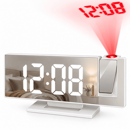 Sofello Réveil à projection plafond grand écran LED, température date, réveil lumineux chambre