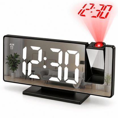 Sofello Réveil à projection plafond grand écran LED, température date, réveil lumineux chambre