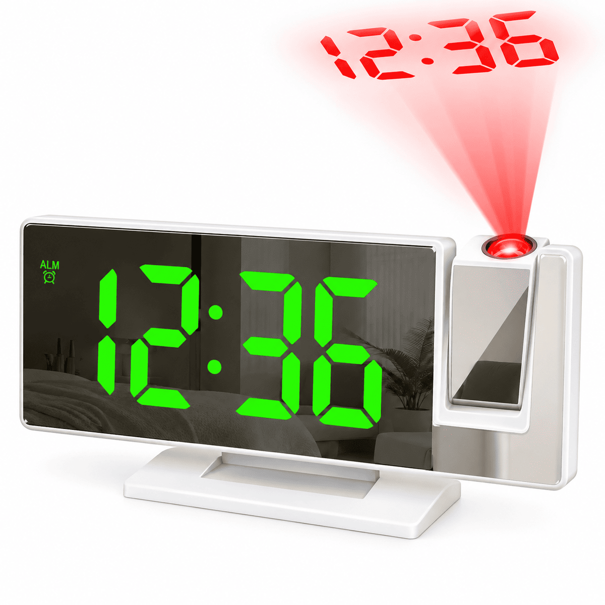 Sofello Réveil à projection plafond grand écran LED, température date, réveil lumineux chambre