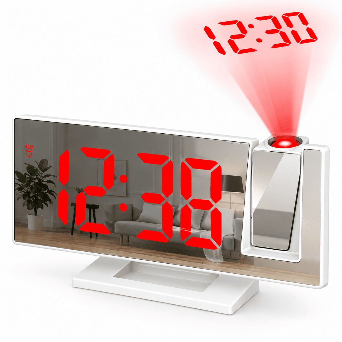 Sofello Réveil à projection plafond grand écran LED, température date, réveil lumineux chambre