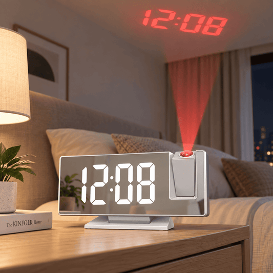 Sofello Réveil à projection plafond grand écran LED, température date, réveil lumineux chambre