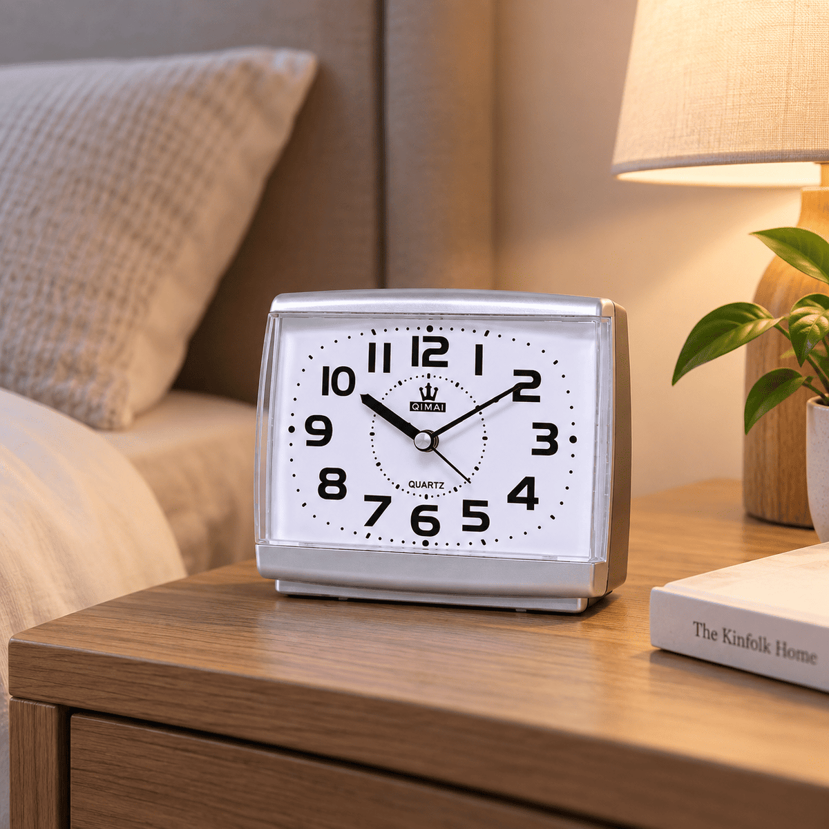 Sofello Réveil analogique quartz chiffres larges, noir ou blanc, réveil chambre bureau