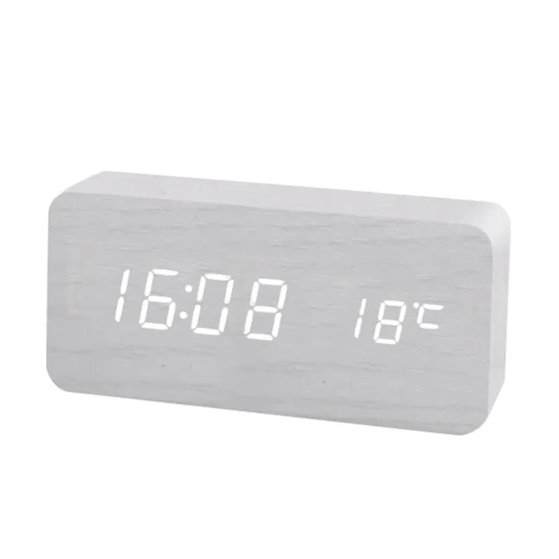 Sofello Réveil matin digital bois LED, affichage température et date, réveil lumineux chambre bureau