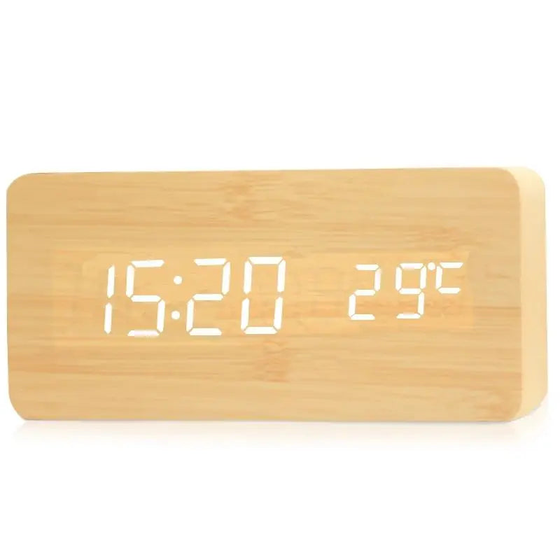 Sofello Réveil matin digital bois LED, affichage température et date, réveil lumineux chambre bureau