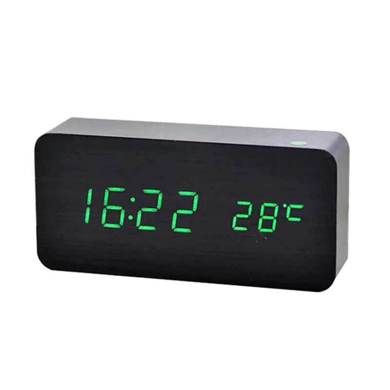 Sofello Réveil matin digital bois LED, affichage température et date, réveil lumineux chambre bureau