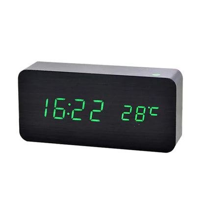 Sofello Réveil matin digital bois LED, affichage température et date, réveil lumineux chambre bureau