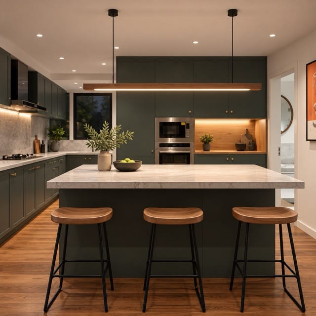 Sofello Suspension luminaire bois massif LED longue, design scandinave - cuisine, salle à manger, couloir