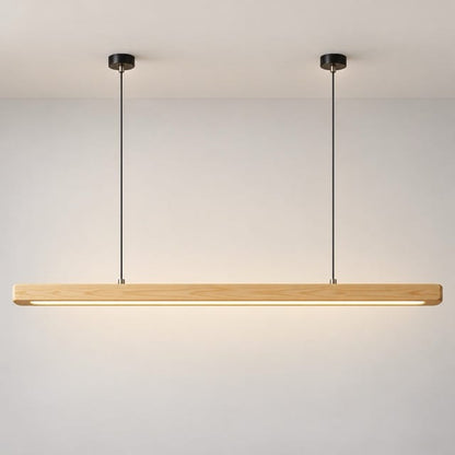 Sofello Suspension luminaire bois massif LED longue, design scandinave - cuisine, salle à manger, couloir