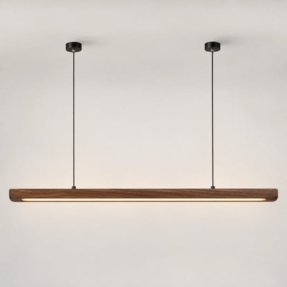 Sofello Suspension luminaire bois massif LED longue, design scandinave - cuisine, salle à manger, couloir