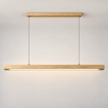Sofello Suspension luminaire bois massif LED longue, design scandinave - cuisine, salle à manger, couloir