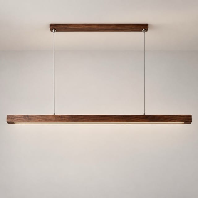 Sofello Suspension luminaire bois massif LED longue, design scandinave - cuisine, salle à manger, couloir