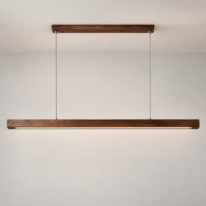 Sofello Suspension luminaire bois massif LED longue, design scandinave - cuisine, salle à manger, couloir