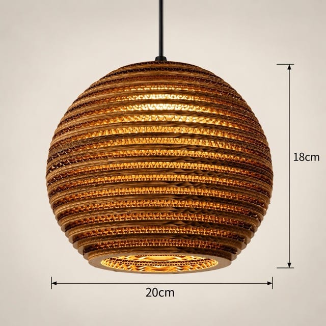 Sofello Suspension luminaire boule papier alvéolé marron, style vintage, pour salon, cuisine, chambre