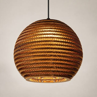 Sofello Suspension luminaire boule papier alvéolé marron, style vintage, pour salon, cuisine, chambre