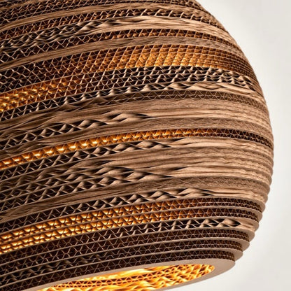 Sofello Suspension luminaire boule papier alvéolé marron, style vintage, pour salon, cuisine, chambre