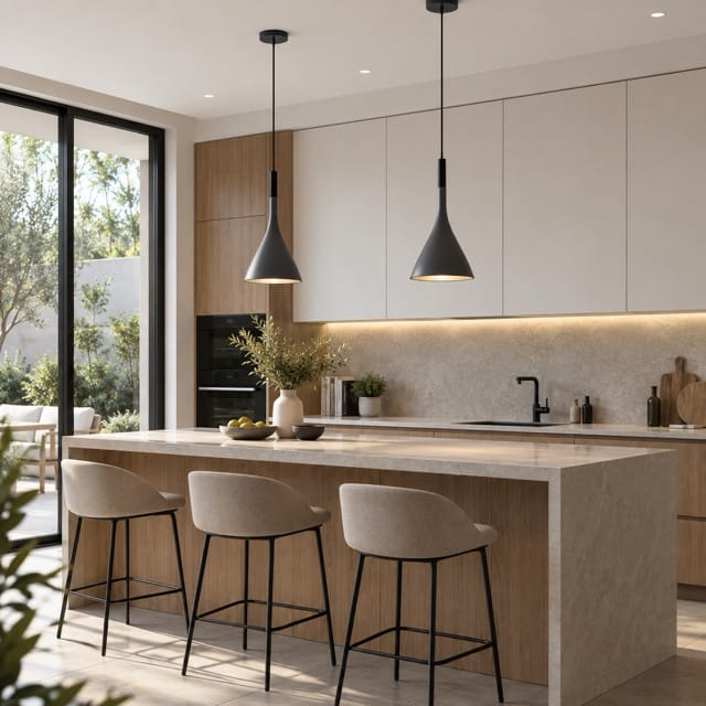 Sofello Suspension luminaire conique métal, style moderne, blanc et vert, pour cuisine et salle à manger