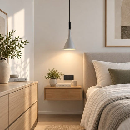 Sofello Suspension luminaire conique métal, style moderne, blanc et vert, pour cuisine et salle à manger