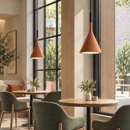 Sofello Suspension luminaire conique métal, style moderne, blanc et vert, pour cuisine et salle à manger