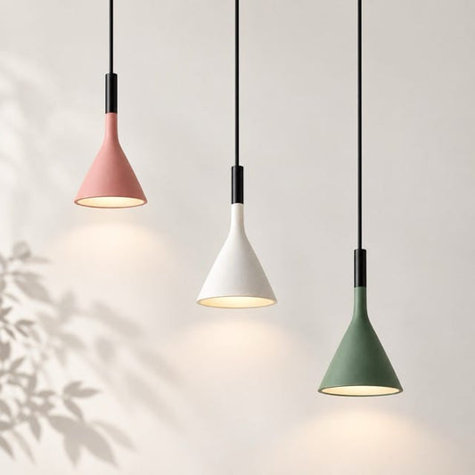Sofello Suspension luminaire conique métal, style moderne, blanc et vert, pour cuisine et salle à manger