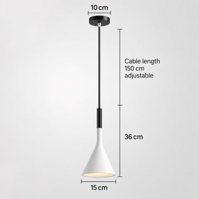 Sofello Suspension luminaire conique métal, style moderne, blanc et vert, pour cuisine et salle à manger