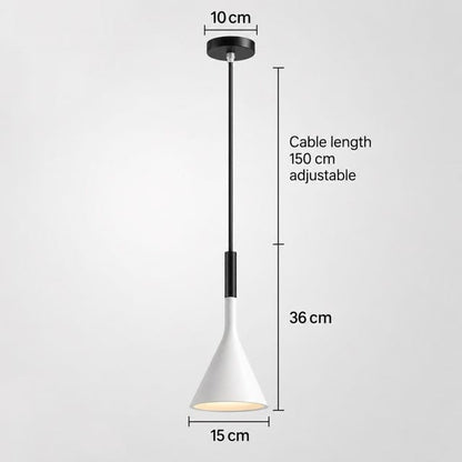 Sofello Suspension luminaire conique métal, style moderne, blanc et vert, pour cuisine et salle à manger