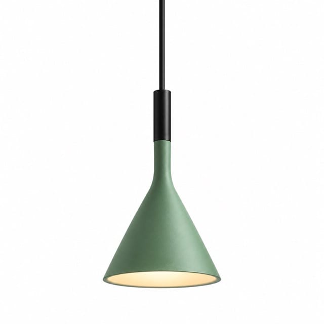 Sofello Suspension luminaire conique métal, style moderne, blanc et vert, pour cuisine et salle à manger