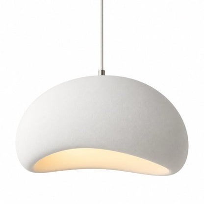 Sofello Suspension luminaire design organique blanche en résine, forme galet, pour salle à manger et salon
