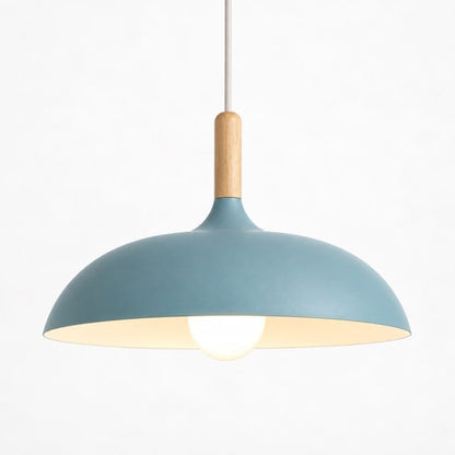 Sofello Suspension luminaire dôme métal et bois, style scandinave, plusieurs coloris, pour salon et chambre