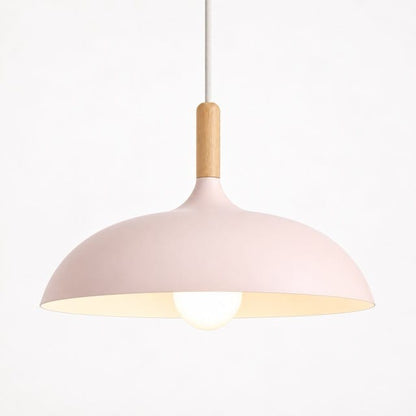 Sofello Suspension luminaire dôme métal et bois, style scandinave, plusieurs coloris, pour salon et chambre
