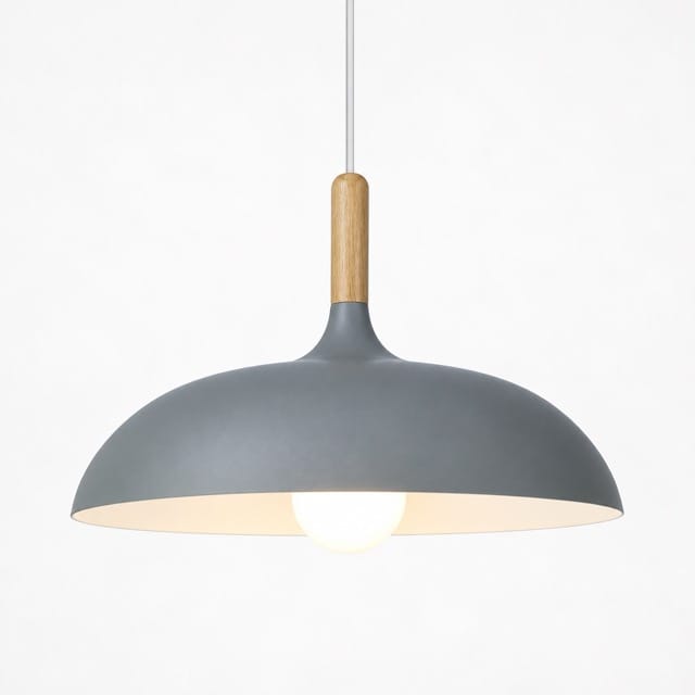 Sofello Suspension luminaire dôme métal et bois, style scandinave, plusieurs coloris, pour salon et chambre