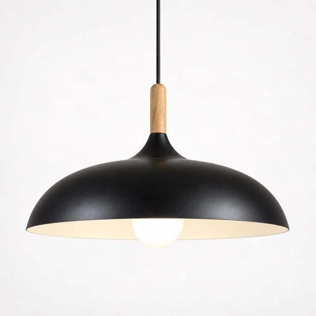 Sofello Suspension luminaire dôme métal et bois, style scandinave, plusieurs coloris, pour salon et chambre