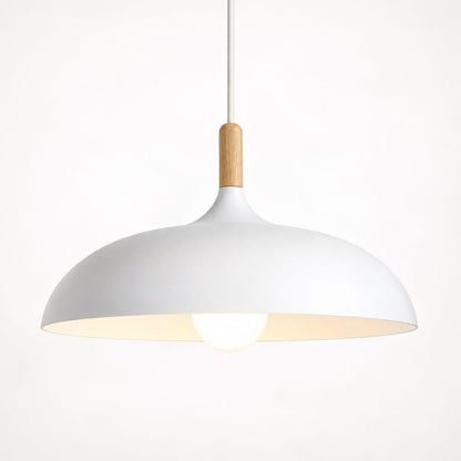 Sofello Suspension luminaire dôme métal et bois, style scandinave, plusieurs coloris, pour salon et chambre