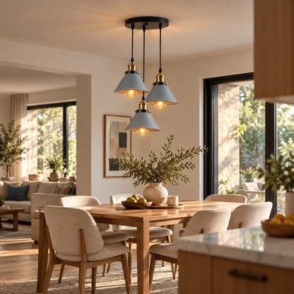 Sofello Suspension Luminaire Industrielle Vintage en Métal Noir, Blanc ou Terracotta pour Cuisine et Salon