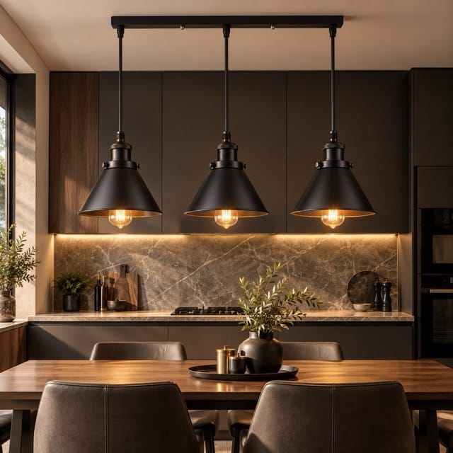 Sofello Suspension Luminaire Industrielle Vintage en Métal Noir, Blanc ou Terracotta pour Cuisine et Salon