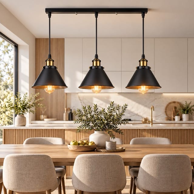 Sofello Suspension Luminaire Industrielle Vintage en Métal Noir, Blanc ou Terracotta pour Cuisine et Salon