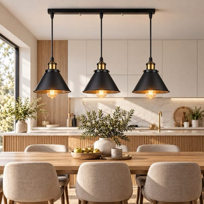 Sofello Suspension Luminaire Industrielle Vintage en Métal Noir, Blanc ou Terracotta pour Cuisine et Salon