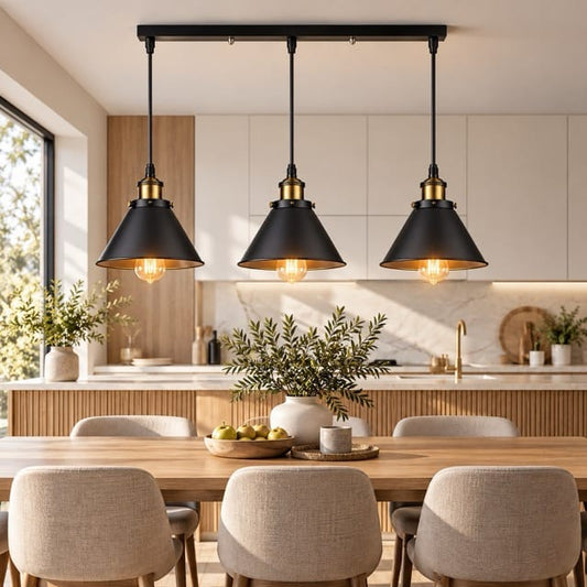 Sofello Suspension Luminaire Industrielle Vintage en Métal Noir, Blanc ou Terracotta pour Cuisine et Salon