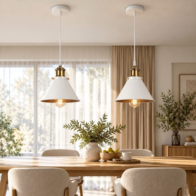 Sofello Suspension Luminaire Industrielle Vintage en Métal Noir, Blanc ou Terracotta pour Cuisine et Salon