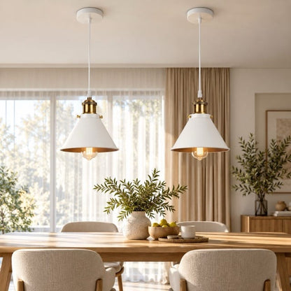 Sofello Suspension Luminaire Industrielle Vintage en Métal Noir, Blanc ou Terracotta pour Cuisine et Salon