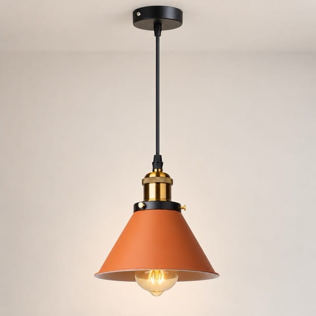 Sofello Suspension Luminaire Industrielle Vintage en Métal Noir, Blanc ou Terracotta pour Cuisine et Salon
