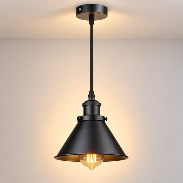 Sofello Suspension Luminaire Industrielle Vintage en Métal Noir, Blanc ou Terracotta pour Cuisine et Salon