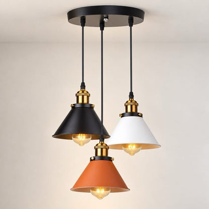 Sofello Suspension Luminaire Industrielle Vintage en Métal Noir, Blanc ou Terracotta pour Cuisine et Salon