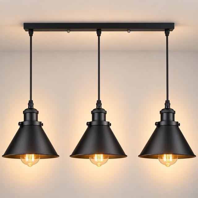 Sofello Suspension Luminaire Industrielle Vintage en Métal Noir, Blanc ou Terracotta pour Cuisine et Salon