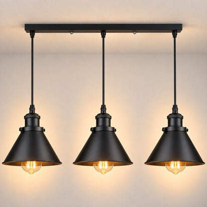Sofello Suspension Luminaire Industrielle Vintage en Métal Noir, Blanc ou Terracotta pour Cuisine et Salon