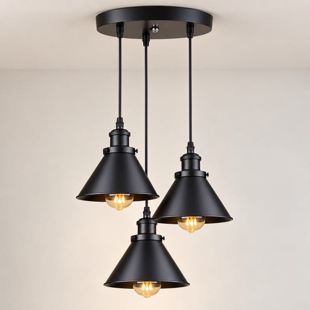 Sofello Suspension Luminaire Industrielle Vintage en Métal Noir, Blanc ou Terracotta pour Cuisine et Salon