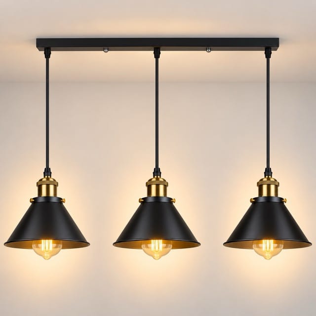 Sofello Suspension Luminaire Industrielle Vintage en Métal Noir, Blanc ou Terracotta pour Cuisine et Salon