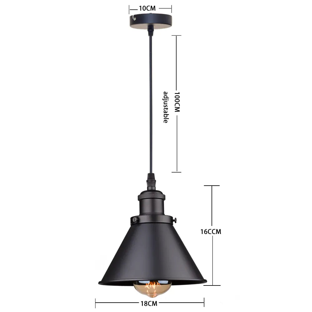 Sofello Suspension Luminaire Industrielle Vintage en Métal Noir, Blanc ou Terracotta pour Cuisine et Salon
