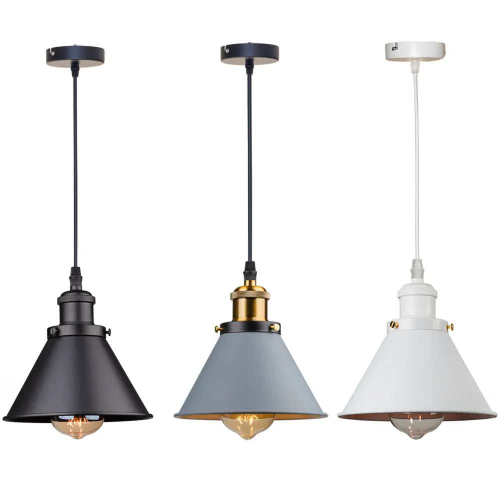 Sofello Suspension Luminaire Industrielle Vintage en Métal Noir, Blanc ou Terracotta pour Cuisine et Salon