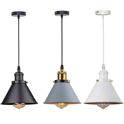 Sofello Suspension Luminaire Industrielle Vintage en Métal Noir, Blanc ou Terracotta pour Cuisine et Salon