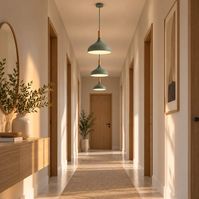 Sofello Suspension luminaire macaron design aluminium et bois, vert gris bleu jaune rose, pour cuisine, chambre, salon, salle à manger